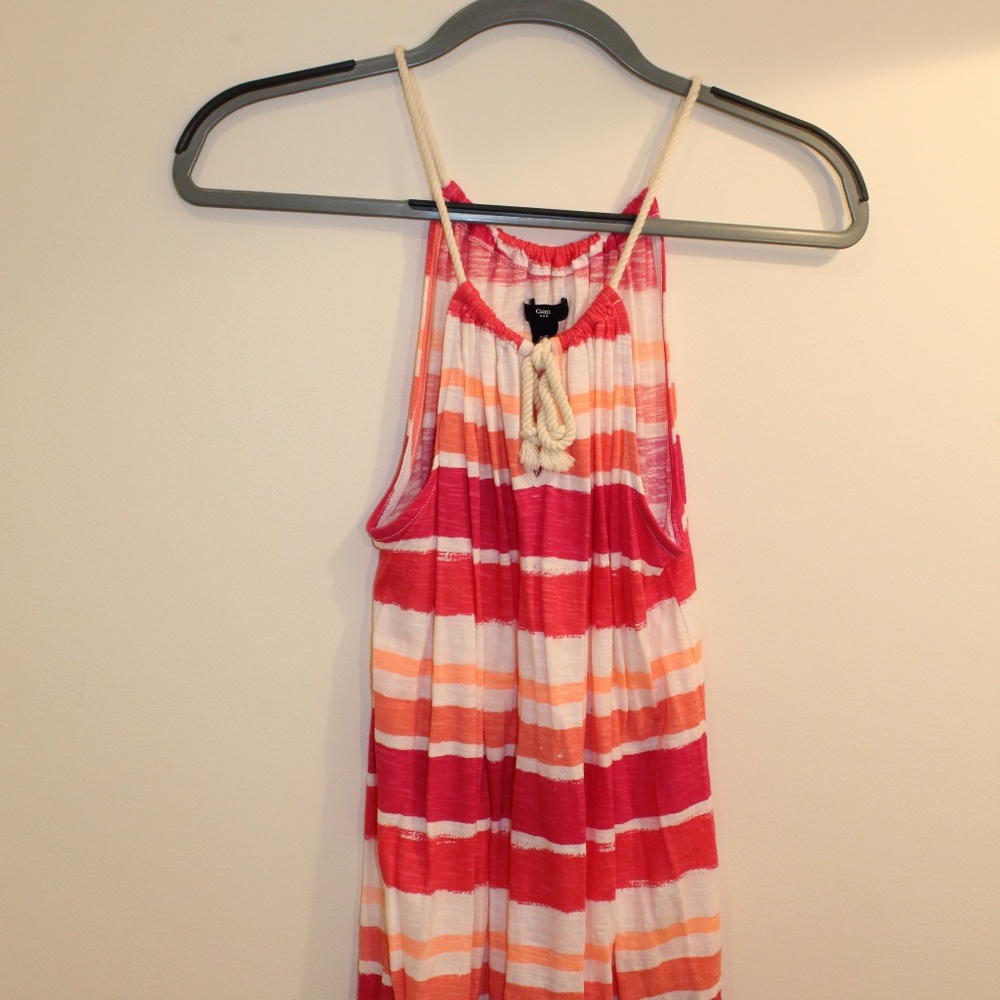 Gap Pink & Orange & White Striped Tank Top